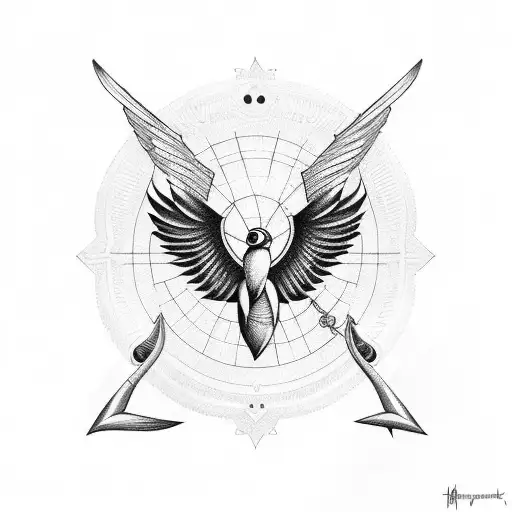 navy men's swallow  tattoo design idea