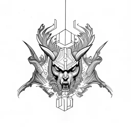 Dum spire spiro Ares fine Line geometrics  tattoo design idea