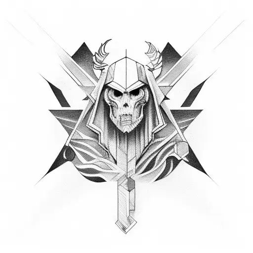 Dum spire spiro Ares fine Line geometrics  tattoo design idea