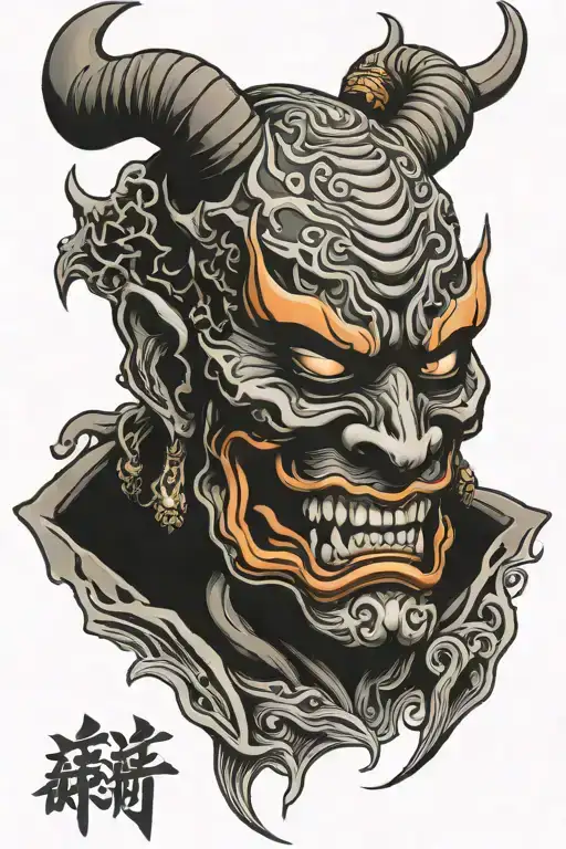 hannya masked demon tattoo design idea