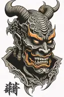 hannya masked demon tattoo design idea