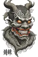 hannya masked demon tattoo design idea
