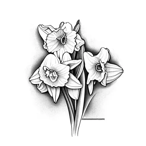 daffodil narcissus lavender  tattoo design idea