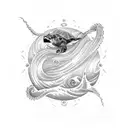 Ocean wave with turtle tattoo design idea