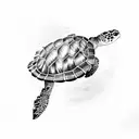 Ocean with turtle tattoo design idea