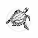 Ocean with turtle tattoo design idea