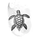 Ocean with turtle tattoo design idea