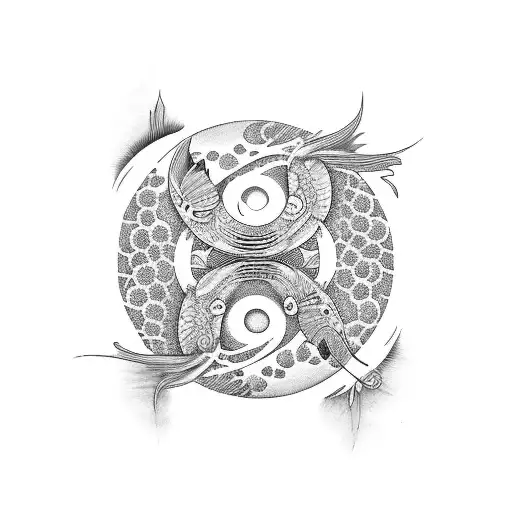 koi fish yin and yang tattoo design idea