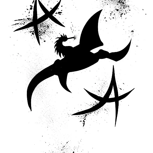 tattoo in the style of far cry 3, with stylized images of heron, shark, spider, boar, skulls and dagger tattoo design idea