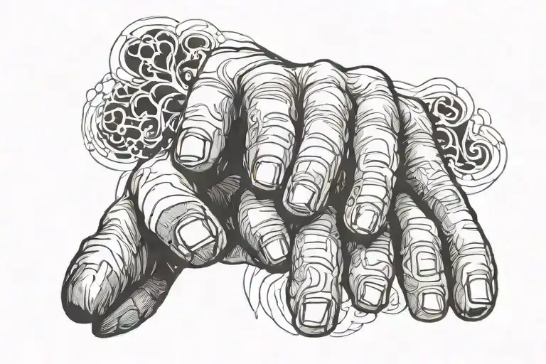 A minimalist design of a dog paw in a human hand tattoo design idea