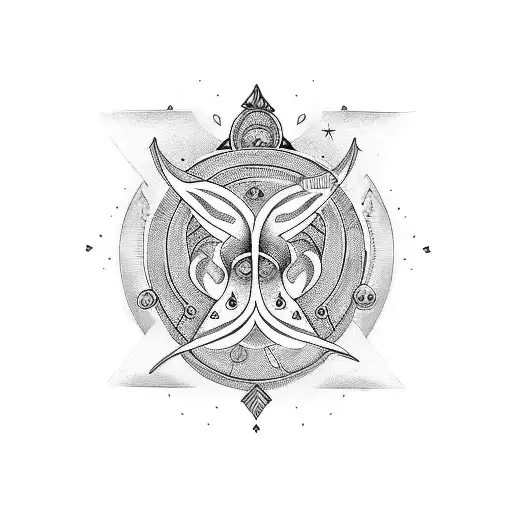 make me a tattoo which should contain pisces symbol, sign and name rekha and suma in hindi on arm band tattoo design idea