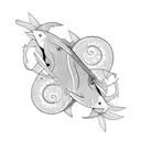 pisces symbol, sign and name rekha and suma in hindi on arm band tattoo design idea