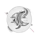 pisces symbol, sign and name rekha and suma in hindi on arm band tattoo design idea