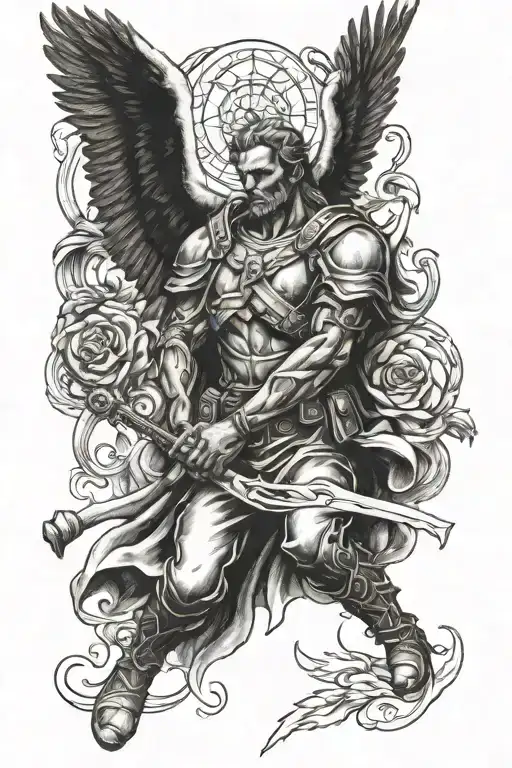 Tribute piece for a father who was a veteran and from Puerto Rico, he was an angel on earth, and he was the most selfles tattoo design idea