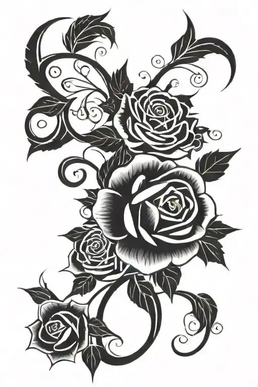 metal and roses  tattoo design idea