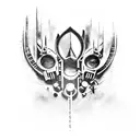 sleeve tattoo using games bioshock, far cry, borderlands 3, assassin's creed, metro exodus, fallout, skyrim tattoo design idea