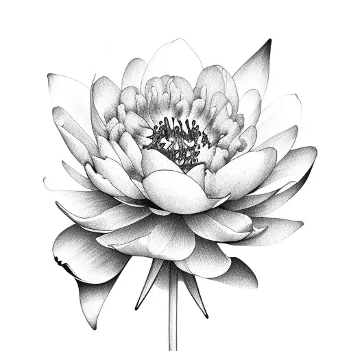 Peony, water lily and marigolds  tattoo design idea