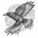 Crow flying tattoo design idea