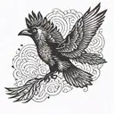 Crow flying tattoo design idea