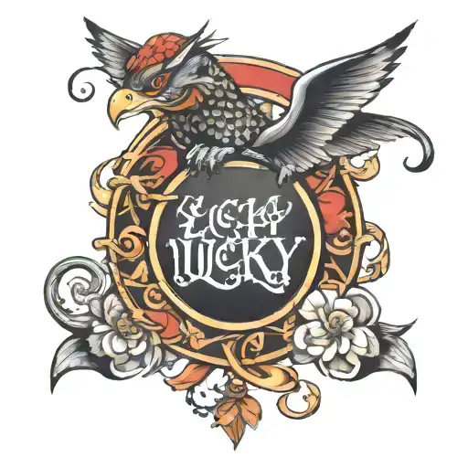 the word lucky  tattoo design idea