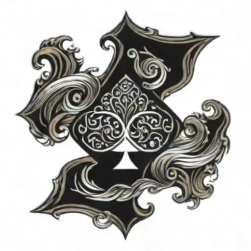 a card with waves on it. Make this a playing card like ace of spade tattoo design idea