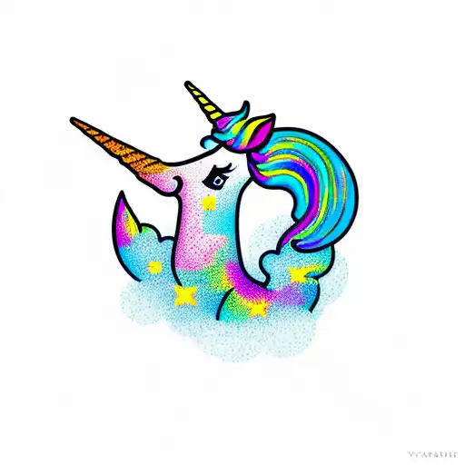 chubby unicorn tattoo design idea