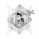 A dotwork tattoo showcasing Shikamaru Nara's intelligence and leadership skills through a composition of intricate puzzle pieces tattoo design idea
