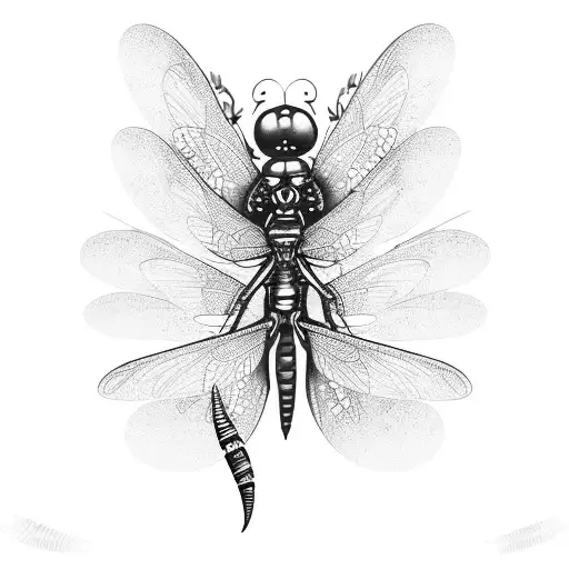 Dragon Fly Tattoo Black and White