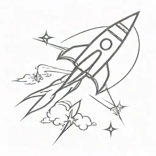 flying small rocket with engraving 17.07.22 tattoo design idea