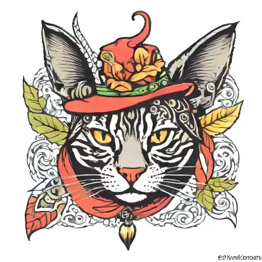 Gambian cowboy cat tattoo design idea