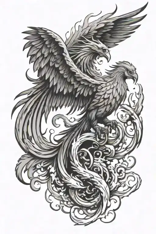 phoenix rising from hell towards heaven tattoo design idea