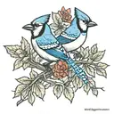 blue jay and cardinal on a branch tattoo design idea