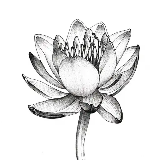 fine line water lily and lily of valley tattoo design idea