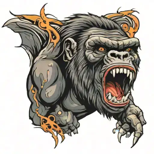 Realism, scary, angry, gorilla screaming  tattoo design idea
