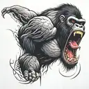 Realism, scary, angry, gorilla screaming  tattoo design idea