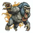 Realism, scary, angry, gorilla screaming  tattoo design idea