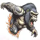 Realism, scary, angry, gorilla screaming  tattoo design idea