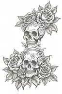 gothic style skulls and roses, stencil art, for women, elegant, mysterious,  tattoo design idea