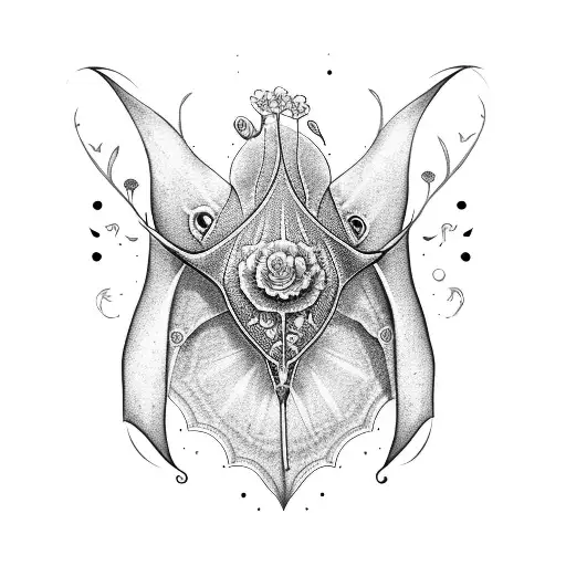 manta Ray with flowers  tattoo design idea