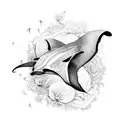 manta Ray with flowers  tattoo design idea