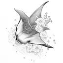 manta Ray with flowers  tattoo design idea