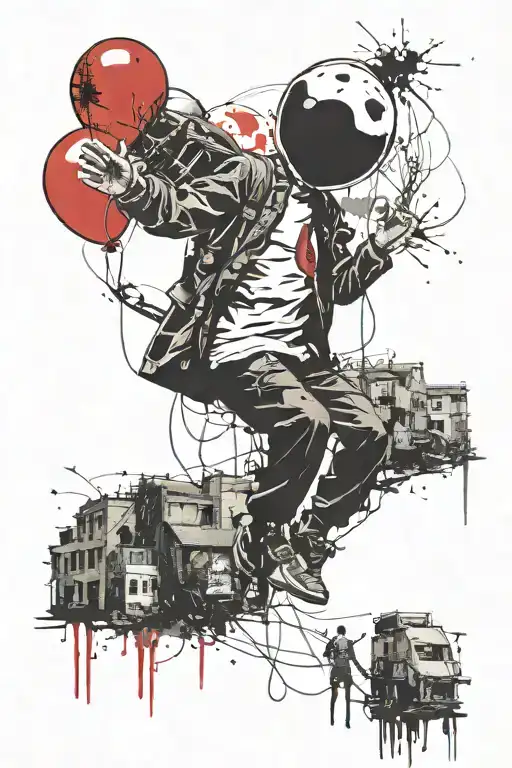 banksy balloon boy tattoo design idea