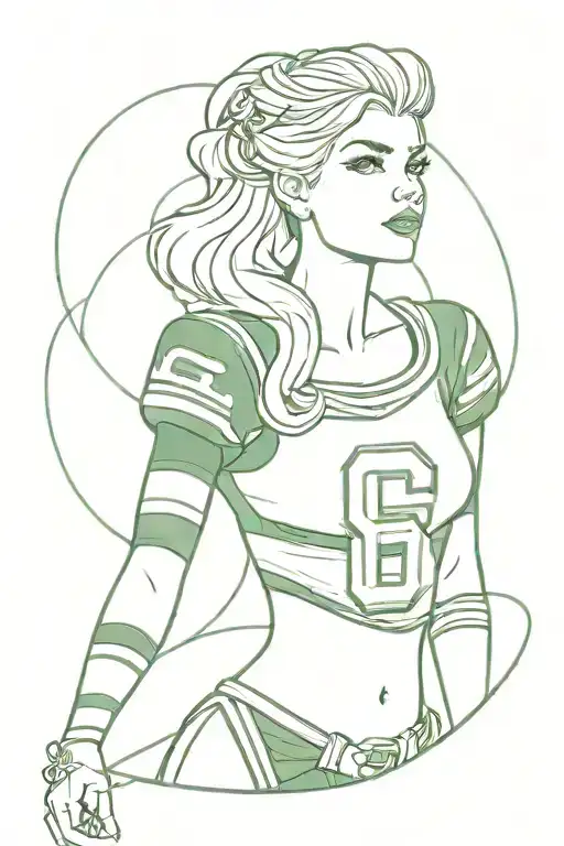 Aurora from Sleeping Beauty from the waist up with a Green Bay Packers jersey on  tattoo design idea