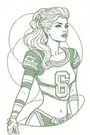 Aurora from Sleeping Beauty from the waist up with a Green Bay Packers jersey on  tattoo design idea