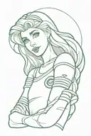 Aurora from Sleeping Beauty from the waist up with a Green Bay Packers jersey on  tattoo design idea