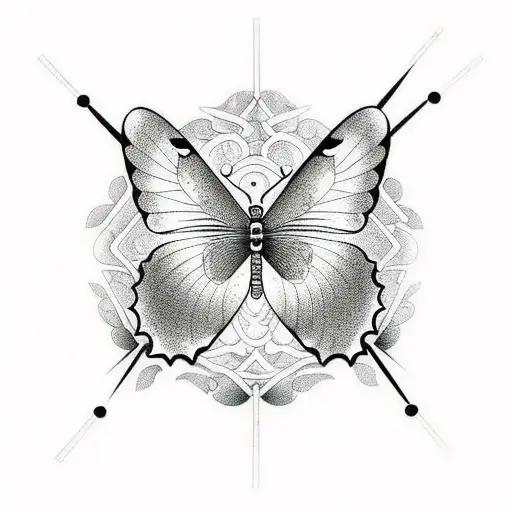 Butterfly breaking free from ball and chain tattoo design idea