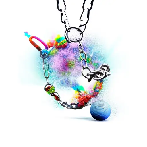 Butterfly breaking free from ball and chain tattoo design idea