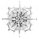 An intricate compass rose with a map overlay, symbolizing your love for travel and exploration tattoo design idea