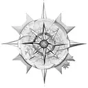 An intricate compass rose with a map overlay, symbolizing your love for travel and exploration tattoo design idea