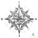 An intricate compass rose with a map overlay, symbolizing your love for travel and exploration tattoo design idea